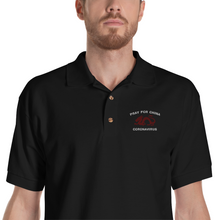 Load image into Gallery viewer, Pray For China Coronavirus Embroidered Polo Shirt Black
