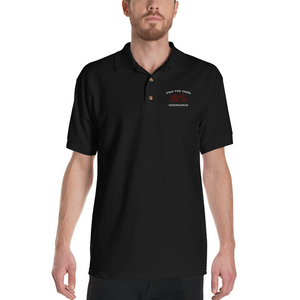 Pray For China Coronavirus Embroidered Polo Shirt Black